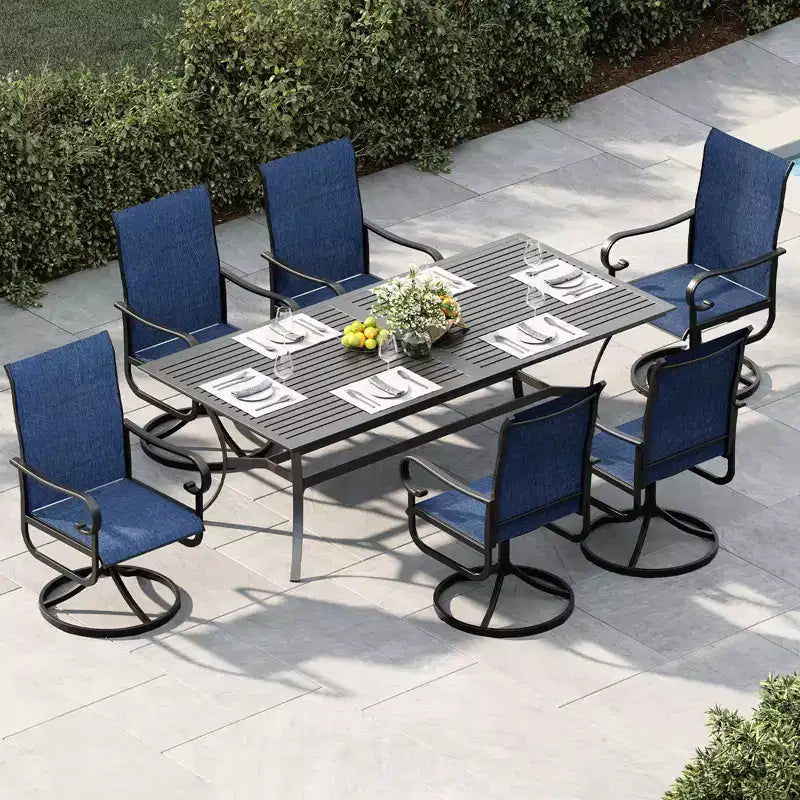 Outdoor Patio Swivel Chair  High Back Dining Chair, Padded All-Weather Breathable Textilene Seat, Sturdy Metal Rocking Frame, Ideal for Garden