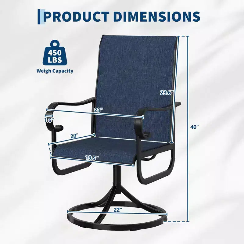 Outdoor Patio Swivel Chair  High Back Dining Chair, Padded All-Weather Breathable Textilene Seat, Sturdy Metal Rocking Frame, Ideal for Garden