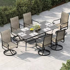 Outdoor Patio Swivel Chair  High Back Dining Chair, Padded All-Weather Breathable Textilene Seat, Sturdy Metal Rocking Frame, Ideal for Garden