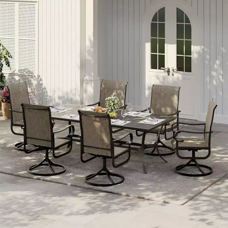 Outdoor Patio Swivel Chair  High Back Dining Chair, Padded All-Weather Breathable Textilene Seat, Sturdy Metal Rocking Frame, Ideal for Garden