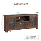 55 Farmhouse TV Stand with Water Ripple Acrylic Doors  Entertainment Center for 55 TVs, Adjustable Shelves, 300 lbs Capacity