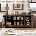 55 Farmhouse TV Stand with Water Ripple Acrylic Doors  Entertainment Center for 55 TVs, Adjustable Shelves, 300 lbs Capacity