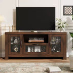 55 Farmhouse TV Stand with Water Ripple Acrylic Doors  Entertainment Center for 55 TVs, Adjustable Shelves, 300 lbs Capacity