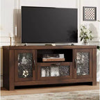55 Farmhouse TV Stand with Water Ripple Acrylic Doors  Entertainment Center for 55 TVs, Adjustable Shelves, 300 lbs Capacity