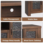 55 Farmhouse TV Stand with Water Ripple Acrylic Doors  Entertainment Center for 55 TVs, Adjustable Shelves, 300 lbs Capacity