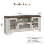 55 Farmhouse TV Stand with Water Ripple Acrylic Doors  Entertainment Center for 55 TVs, Adjustable Shelves, 300 lbs Capacity