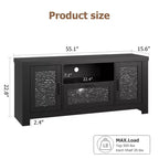 55 Farmhouse TV Stand with Water Ripple Acrylic Doors  Entertainment Center for 55 TVs, Adjustable Shelves, 300 lbs Capacity