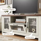 55 Farmhouse TV Stand with Water Ripple Acrylic Doors  Entertainment Center for 55 TVs, Adjustable Shelves, 300 lbs Capacity