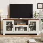 55 Farmhouse TV Stand with Water Ripple Acrylic Doors  Entertainment Center for 55 TVs, Adjustable Shelves, 300 lbs Capacity