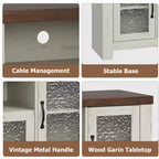 55 Farmhouse TV Stand with Water Ripple Acrylic Doors  Entertainment Center for 55 TVs, Adjustable Shelves, 300 lbs Capacity