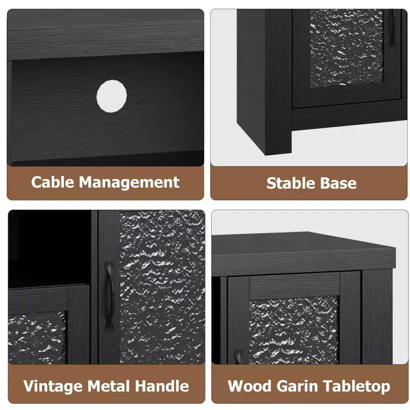 55 Farmhouse TV Stand with Water Ripple Acrylic Doors  Entertainment Center for 55 TVs, Adjustable Shelves, 300 lbs Capacity