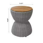 Christopher Knight Home Somchai Modern Acacia Wood Patio End Table with Wicker Hourglass Base and Round Slatted Tabletop