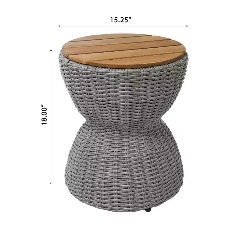Christopher Knight Home Somchai Modern Acacia Wood Patio End Table with Wicker Hourglass Base and Round Slatted Tabletop