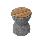 Christopher Knight Home Somchai Modern Acacia Wood Patio End Table with Wicker Hourglass Base and Round Slatted Tabletop