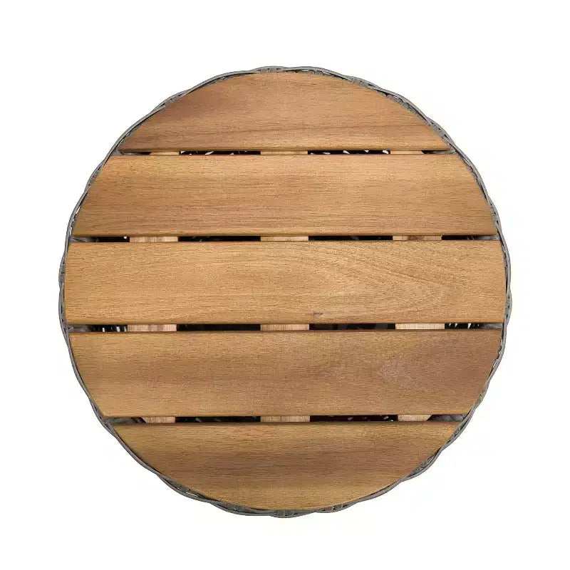 Christopher Knight Home Somchai Modern Acacia Wood Patio End Table with Wicker Hourglass Base and Round Slatted Tabletop