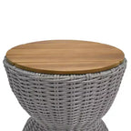 Christopher Knight Home Somchai Modern Acacia Wood Patio End Table with Wicker Hourglass Base and Round Slatted Tabletop