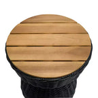 Christopher Knight Home Somchai Modern Acacia Wood Patio End Table with Wicker Hourglass Base and Round Slatted Tabletop