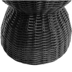 Christopher Knight Home Somchai Modern Acacia Wood Patio End Table with Wicker Hourglass Base and Round Slatted Tabletop