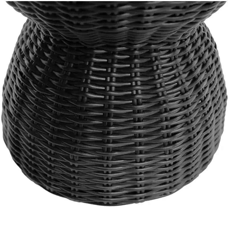 Christopher Knight Home Somchai Modern Acacia Wood Patio End Table with Wicker Hourglass Base and Round Slatted Tabletop