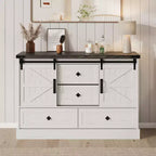 Farmhouse TV Stands for 65 Inch TV, Entertainment Center with Sliding Barn Doors, Television Stands with Large 4 Drawers, for Living Room Bedroom