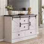 Farmhouse TV Stands for 65 Inch TV, Entertainment Center with Sliding Barn Doors, Television Stands with Large 4 Drawers, for Living Room Bedroom