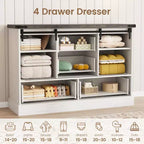 Farmhouse TV Stands for 65 Inch TV, Entertainment Center with Sliding Barn Doors, Television Stands with Large 4 Drawers, for Living Room Bedroom