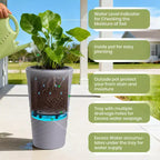 Gray Self-Watering Tall Planters Set of 2  23 Flower Pots with Water Level Monitor, Drainage Holes for Indoor & Outdoor Use
