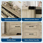 9 Drawer Dresser for Bedroom, 59 Farmhouse Wooden Tall Chest of Drawers, Modern Long Dresser, Wood Storage Cabinet with Handles for Living Room