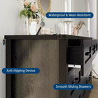 9 Drawer Dresser for Bedroom, 59 Farmhouse Wooden Tall Chest of Drawers, Modern Long Dresser, Wood Storage Cabinet with Handles for Living Room