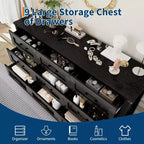 9 Drawer Dresser for Bedroom, 59 Farmhouse Wooden Tall Chest of Drawers, Modern Long Dresser, Wood Storage Cabinet with Handles for Living Room