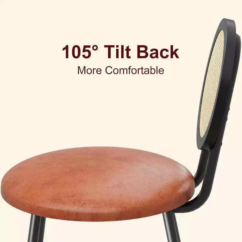 Modern Rattan Dining Chairs, Kitchen Chairs with Upholstered Cushion and Metal Legs for Small Space Living Room Coffee Shop Restaurant