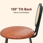 Modern Rattan Dining Chairs, Kitchen Chairs with Upholstered Cushion and Metal Legs for Small Space Living Room Coffee Shop Restaurant