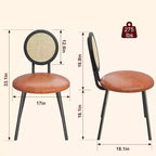 Modern Rattan Dining Chairs, Kitchen Chairs with Upholstered Cushion and Metal Legs for Small Space Living Room Coffee Shop Restaurant