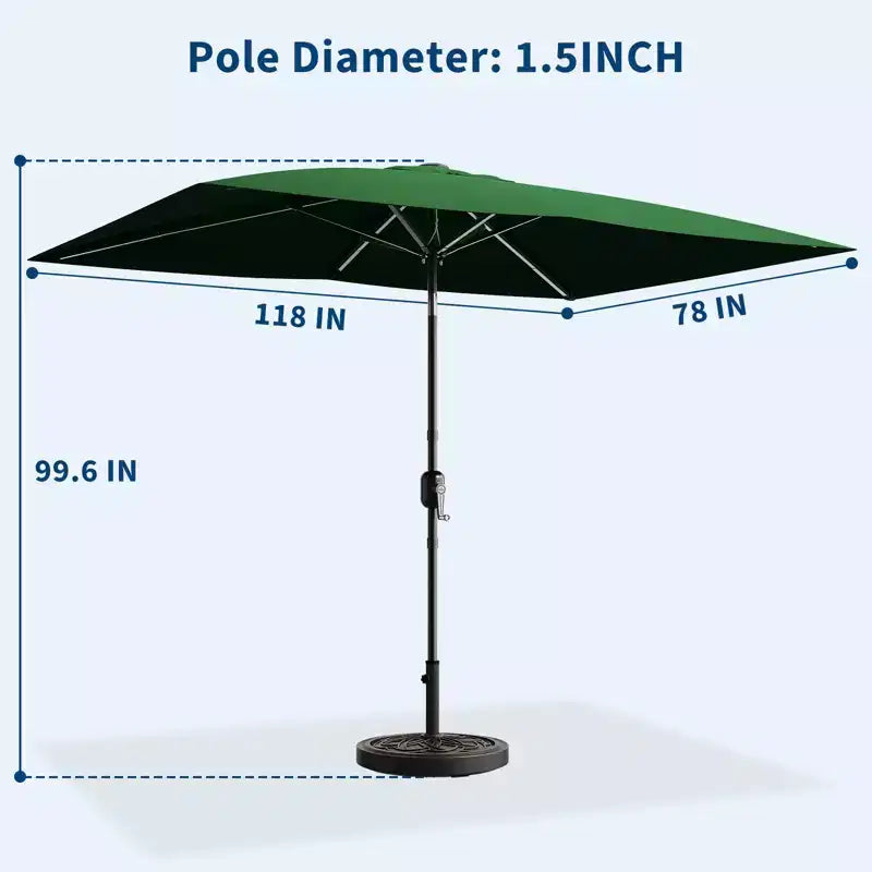 6.5x10 ft Rectangular Patio Umbrellas Rectangle Outdoor Umbrella with Push Button Tilt and Crank, Market Table Umbrella 6 Sturdy Ribs UV Protection