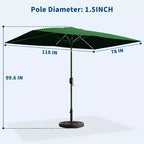 6.5x10 ft Rectangular Patio Umbrellas Rectangle Outdoor Umbrella with Push Button Tilt and Crank, Market Table Umbrella 6 Sturdy Ribs UV Protection
