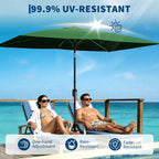 6.5x10 ft Rectangular Patio Umbrellas Rectangle Outdoor Umbrella with Push Button Tilt and Crank, Market Table Umbrella 6 Sturdy Ribs UV Protection