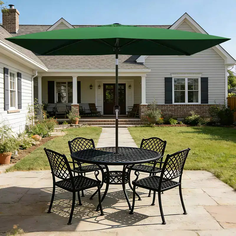 6.5x10 ft Rectangular Patio Umbrellas Rectangle Outdoor Umbrella with Push Button Tilt and Crank, Market Table Umbrella 6 Sturdy Ribs UV Protection