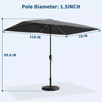 6.5x10 ft Rectangular Patio Umbrellas Rectangle Outdoor Umbrella with Push Button Tilt and Crank, Market Table Umbrella 6 Sturdy Ribs UV Protection