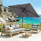 6.5x10 ft Rectangular Patio Umbrellas Rectangle Outdoor Umbrella with Push Button Tilt and Crank, Market Table Umbrella 6 Sturdy Ribs UV Protection