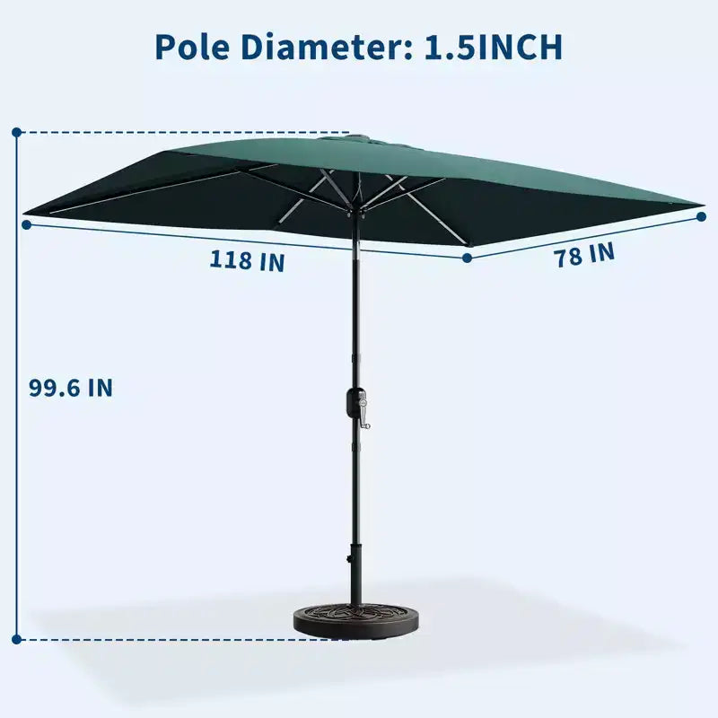 6.5x10 ft Rectangular Patio Umbrellas Rectangle Outdoor Umbrella with Push Button Tilt and Crank, Market Table Umbrella 6 Sturdy Ribs UV Protection