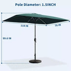 6.5x10 ft Rectangular Patio Umbrellas Rectangle Outdoor Umbrella with Push Button Tilt and Crank, Market Table Umbrella 6 Sturdy Ribs UV Protection