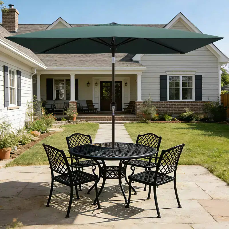 6.5x10 ft Rectangular Patio Umbrellas Rectangle Outdoor Umbrella with Push Button Tilt and Crank, Market Table Umbrella 6 Sturdy Ribs UV Protection