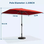 6.5x10 ft Rectangular Patio Umbrellas Rectangle Outdoor Umbrella with Push Button Tilt and Crank, Market Table Umbrella 6 Sturdy Ribs UV Protection
