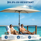 6.5x10 ft Rectangular Patio Umbrellas Rectangle Outdoor Umbrella with Push Button Tilt and Crank, Market Table Umbrella 6 Sturdy Ribs UV Protection