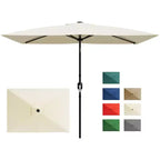 6.5x10 ft Rectangular Patio Umbrellas Rectangle Outdoor Umbrella with Push Button Tilt and Crank, Market Table Umbrella 6 Sturdy Ribs UV Protection