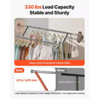 VEVOR Clothes Rack, Rolling Clothing Garment Rack with 2 Hanging Rods and Storage Basket, 330 lbs Load Capacity, Silver