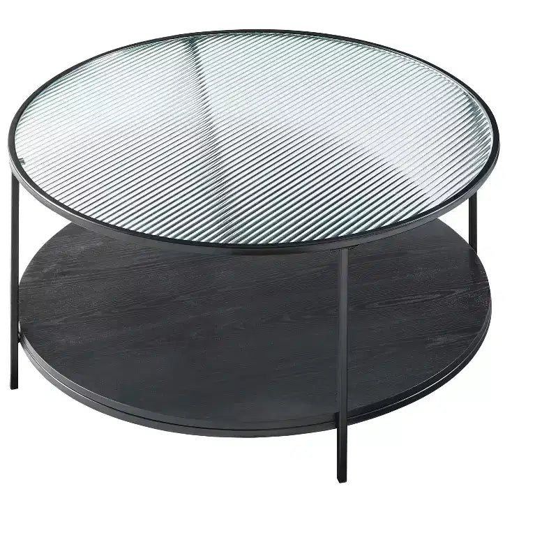 GDFStudio Carson Modern 2-Piece Metal Round Coffee Table and End Table Set with Glass Top