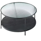GDFStudio Carson Modern 2-Piece Metal Round Coffee Table and End Table Set with Glass Top