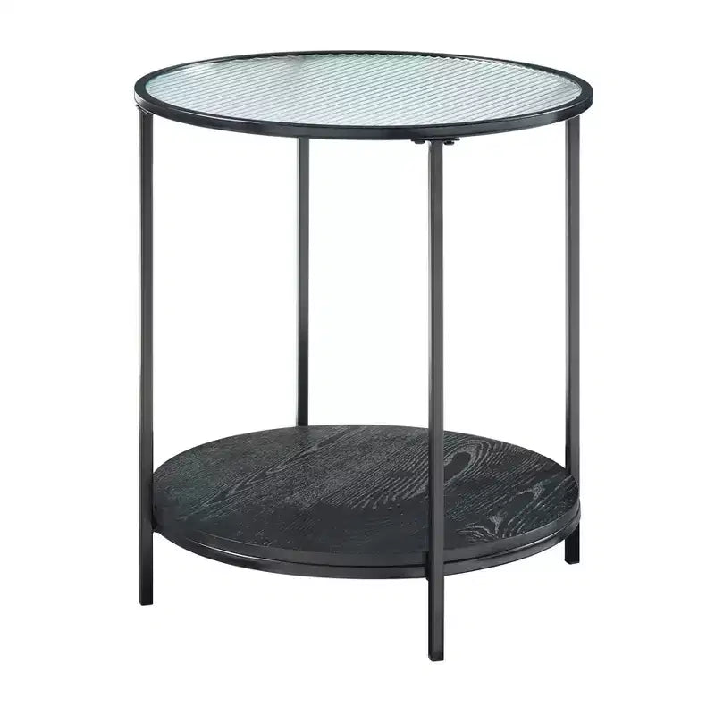 GDFStudio Carson Modern 2-Piece Metal Round Coffee Table and End Table Set with Glass Top