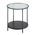 GDFStudio Carson Modern 2-Piece Metal Round Coffee Table and End Table Set with Glass Top